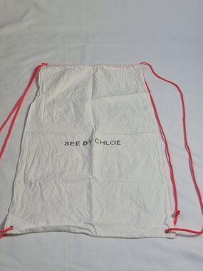 See By Chloe White Dust Bag with Bright Pink Drawstrings
